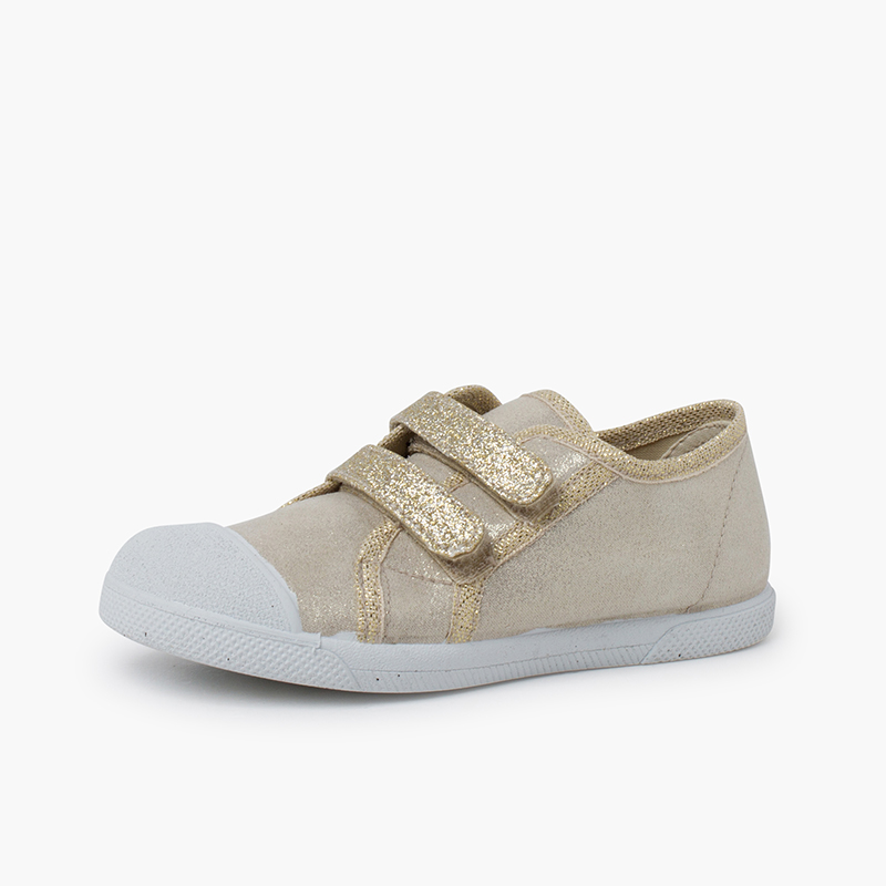 TENIS doble tira adherente brillos oro