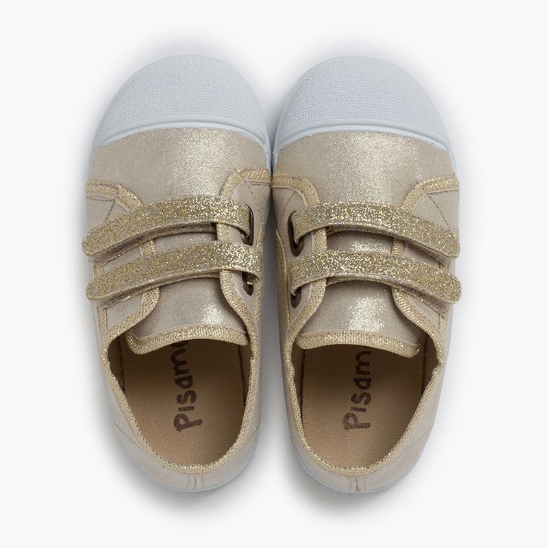 TENIS doble tira adherente brillos oro
