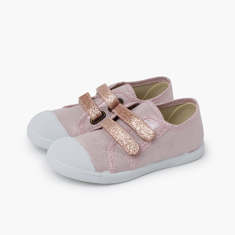 TENIS doble tira adherente brillos ROSA
