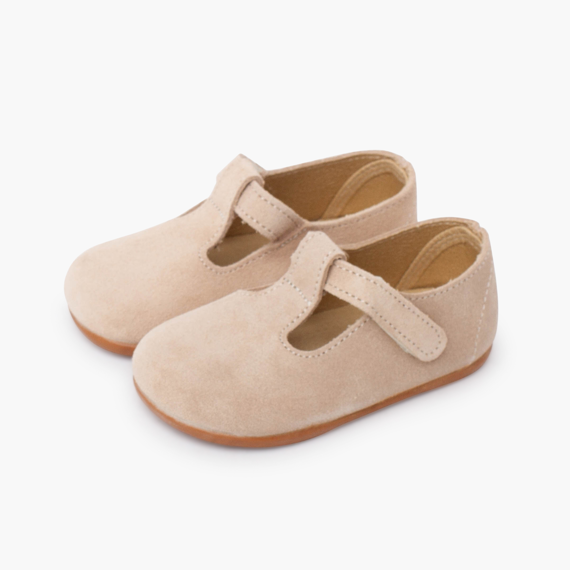 pepitos barefoot serraje niños primeros pasos beige