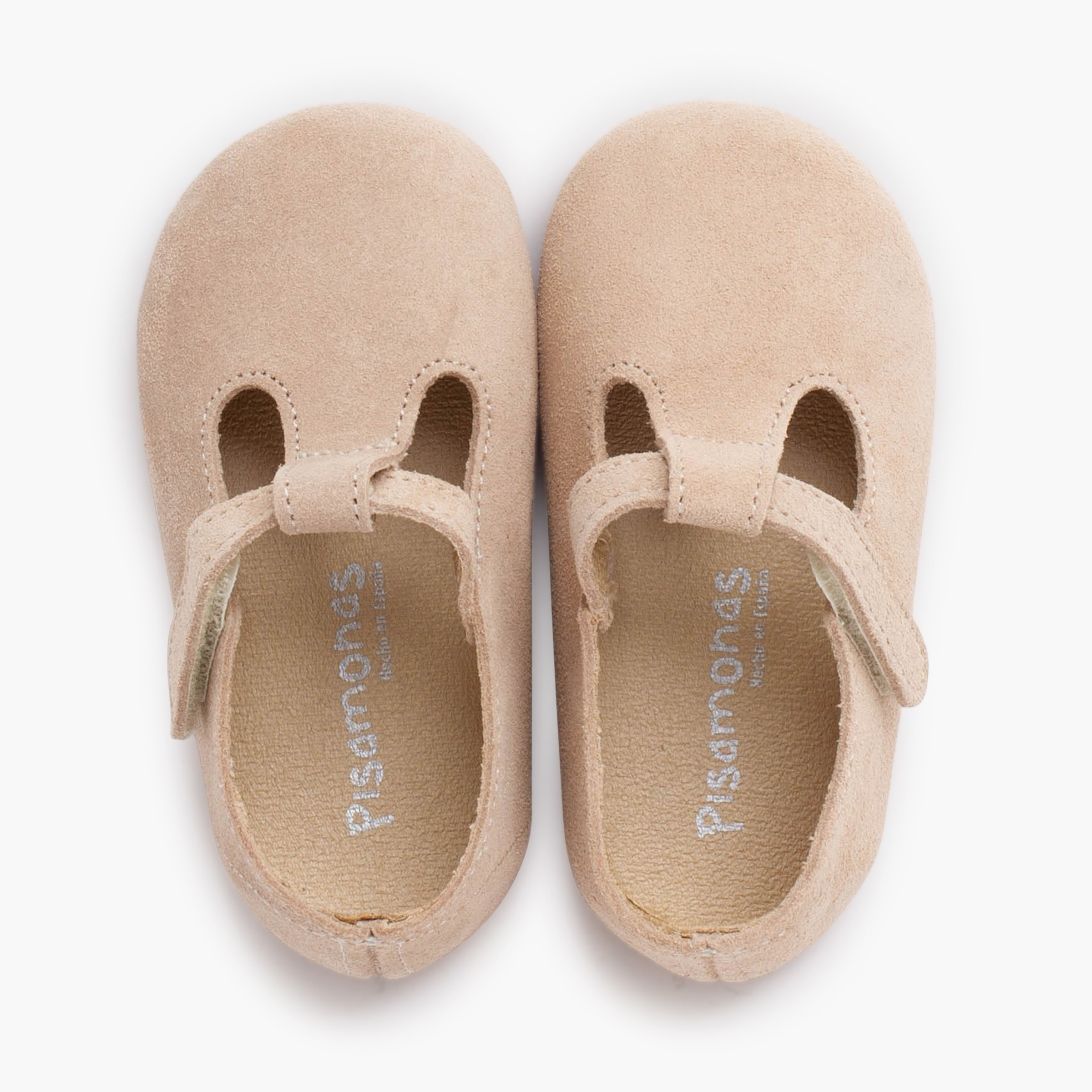 pepitos barefoot serraje niños primeros pasos beige