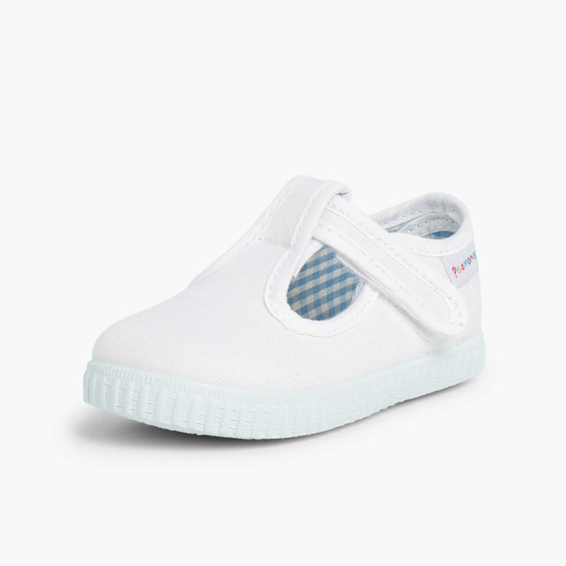 pepitos niños cinta adhesiva tipo zapatilla blanco