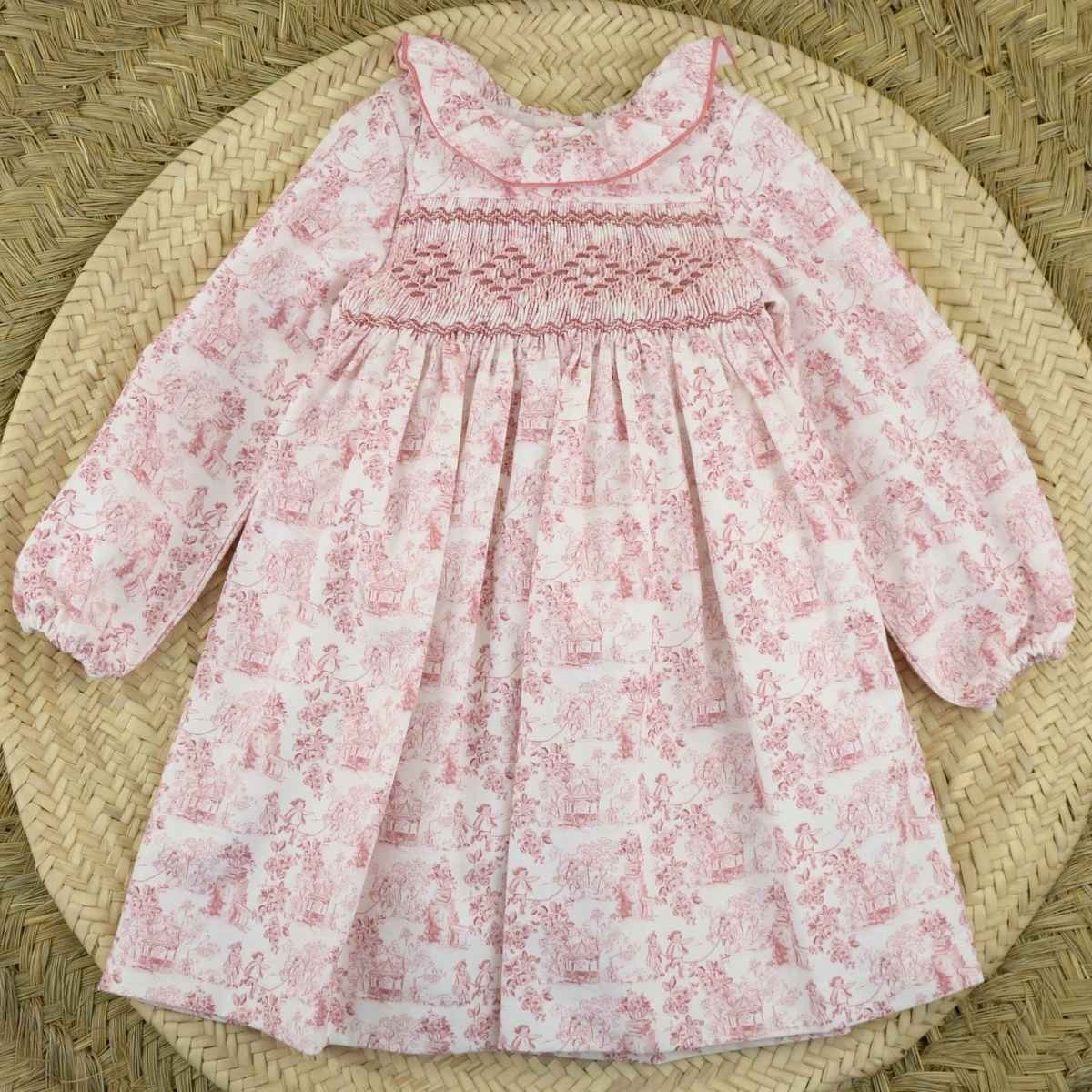 VESTIDO ROSA NIDO DE ABEJA PORCELANA ROSA