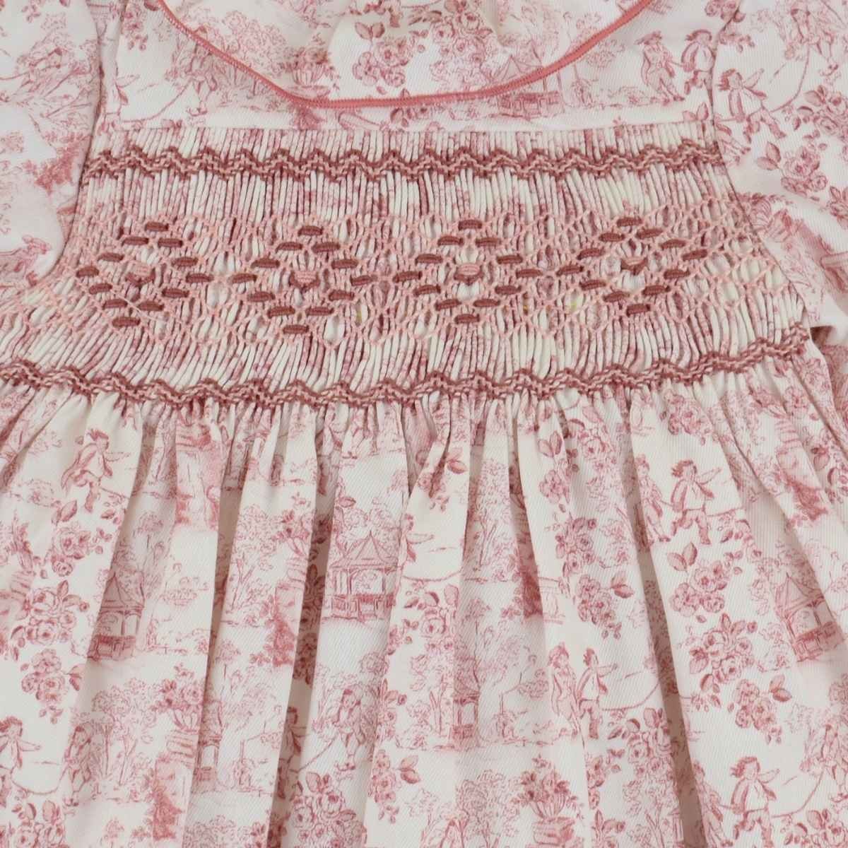 VESTIDO ROSA NIDO DE ABEJA PORCELANA ROSA
