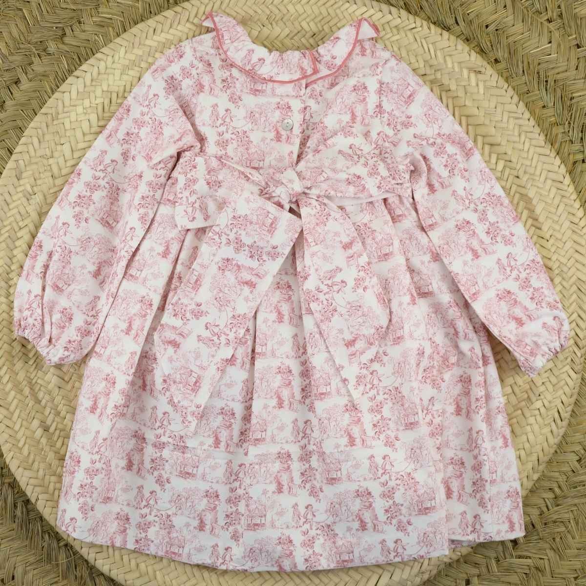 VESTIDO ROSA NIDO DE ABEJA PORCELANA ROSA