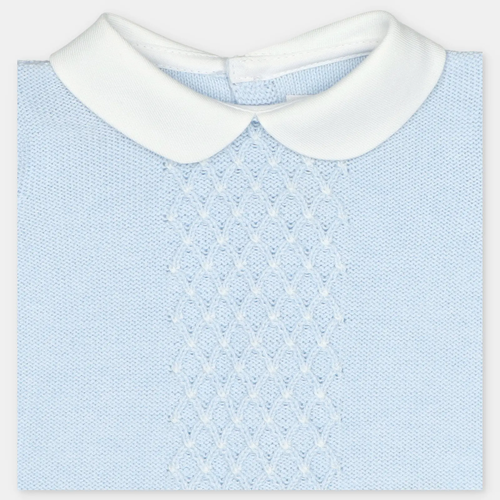 CONJUNTO PRIMERA PUESTA CON CAPOTA PUNTO UNISEX BOAL CELESTE BEBÉ