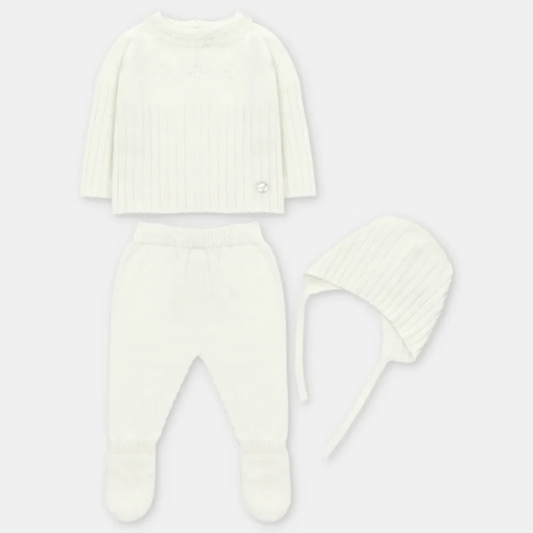 CONJUNTO PRIMERA PUESTA CON CAPOTA PUNTO VALENCIE UNISEX AMIEVA BLANCO ROTO