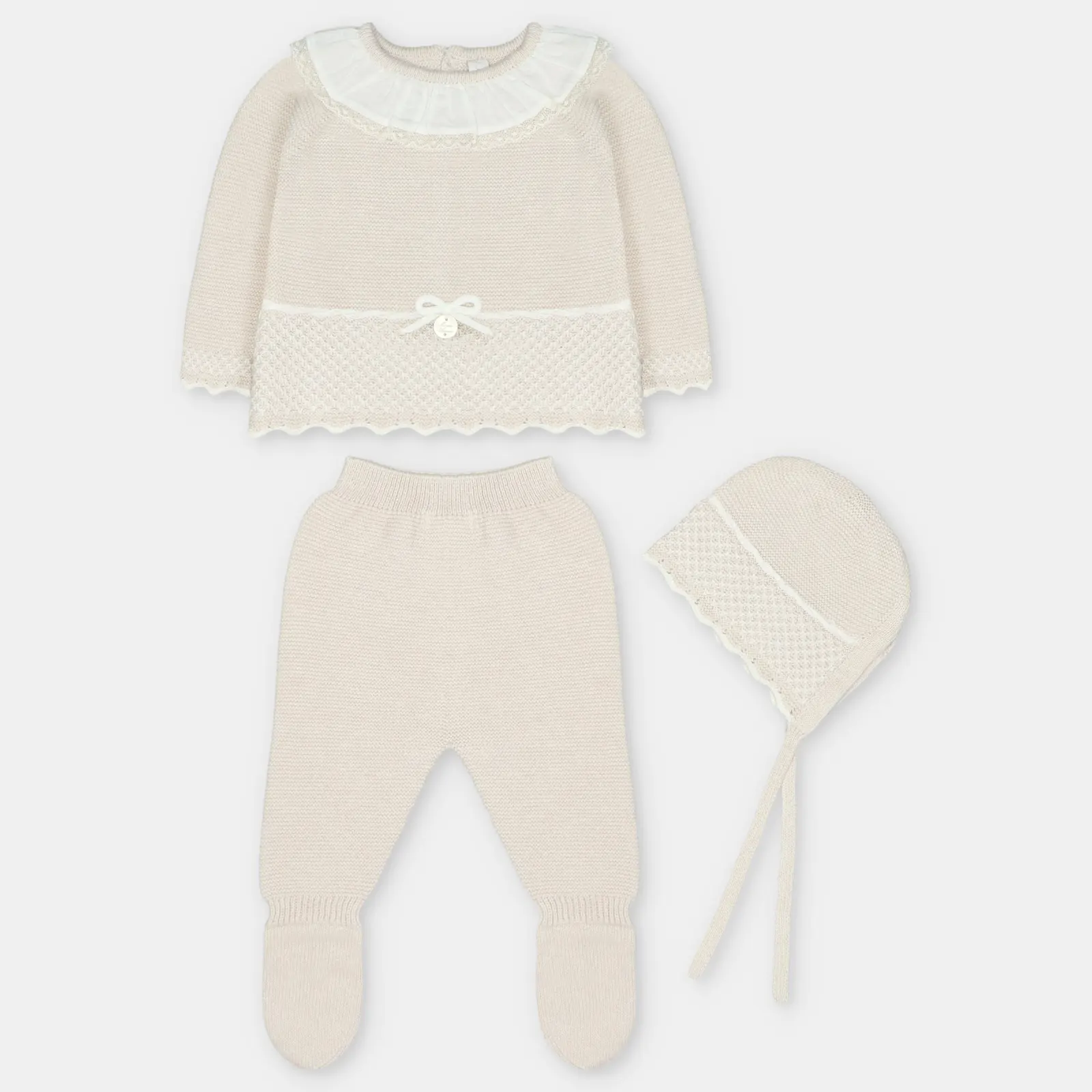 CONJUNTO PRIMERA PUESTA CON CAPOTA PUNTO NIÑA ALLER BEIGE