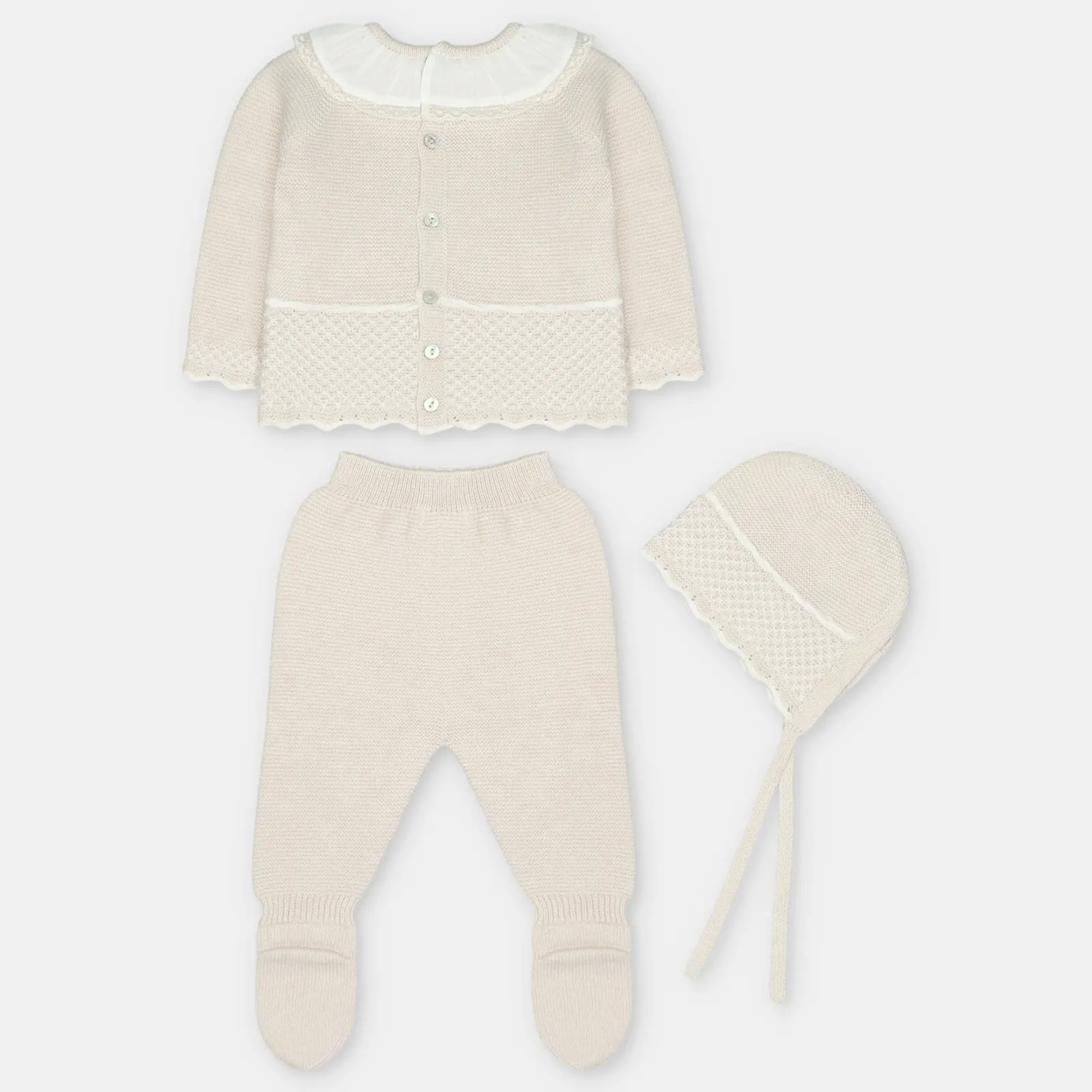 CONJUNTO PRIMERA PUESTA CON CAPOTA PUNTO NIÑA ALLER BEIGE