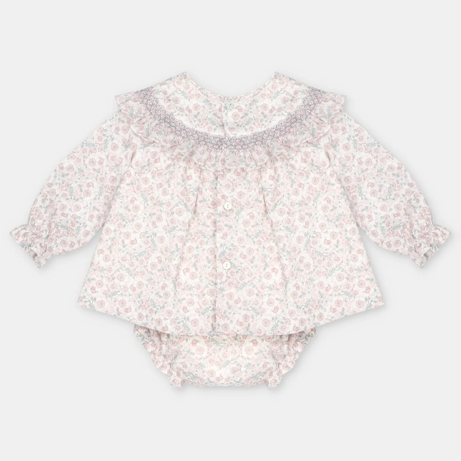 VESTIDO CON BRAGUITA TELA ESTAMPADA NIÑA LENA ROSA EMPOLVADO