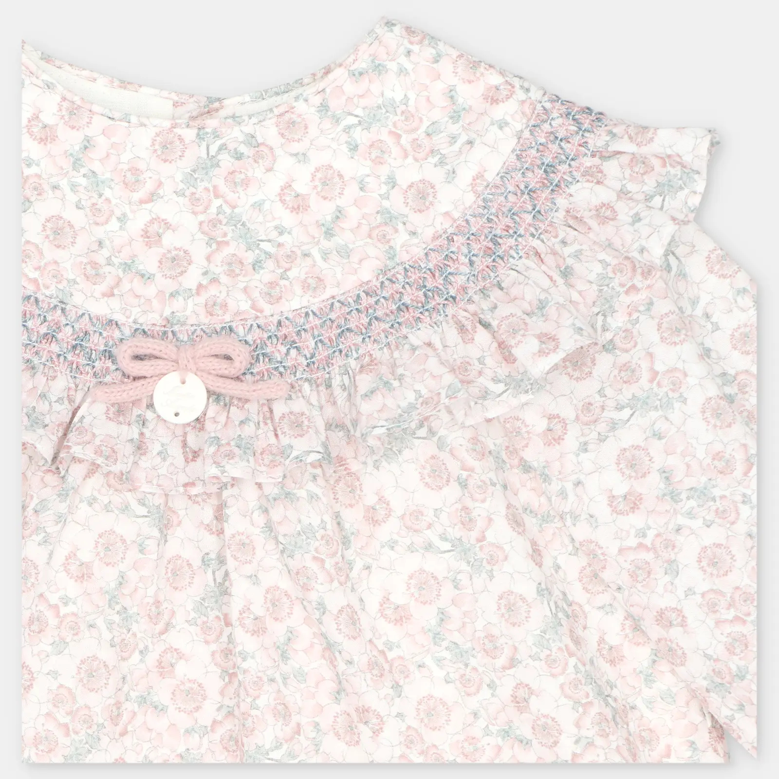 VESTIDO CON BRAGUITA TELA ESTAMPADA NIÑA LENA ROSA EMPOLVADO