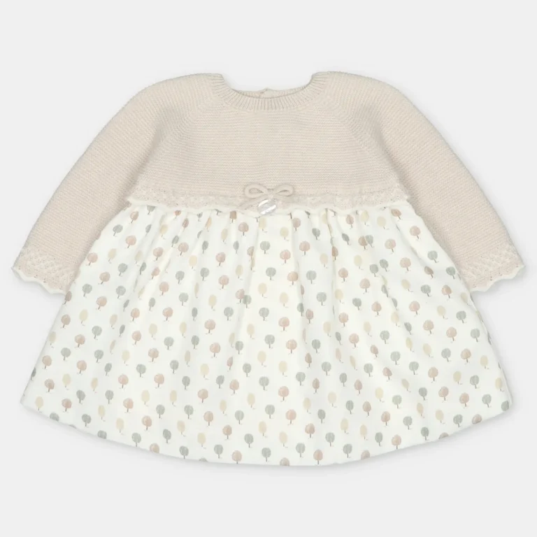 VESTIDO PUNTO Y TELA NIÑA ALLER BEIGE