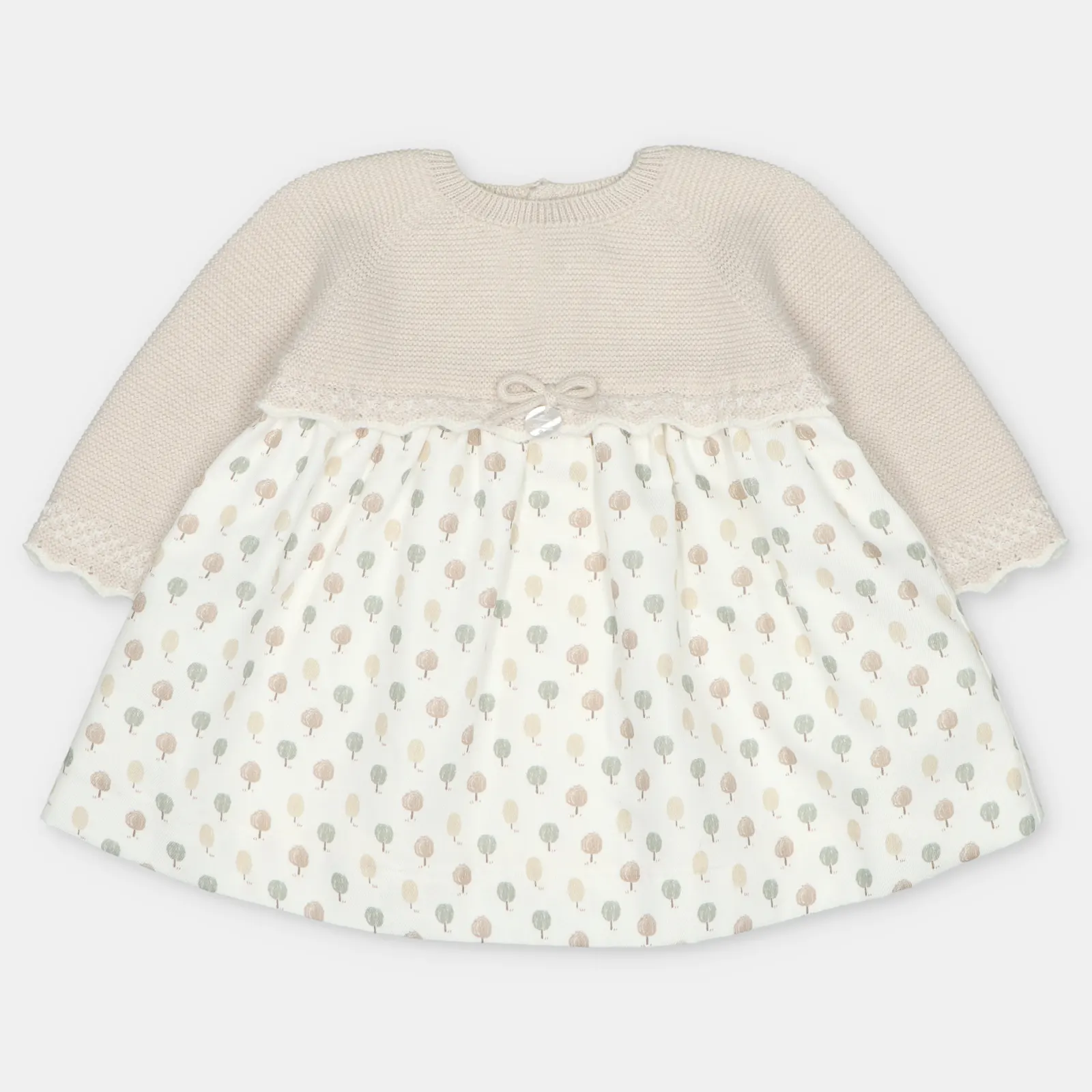 VESTIDO PUNTO Y TELA NIÑA ALLER BEIGE
