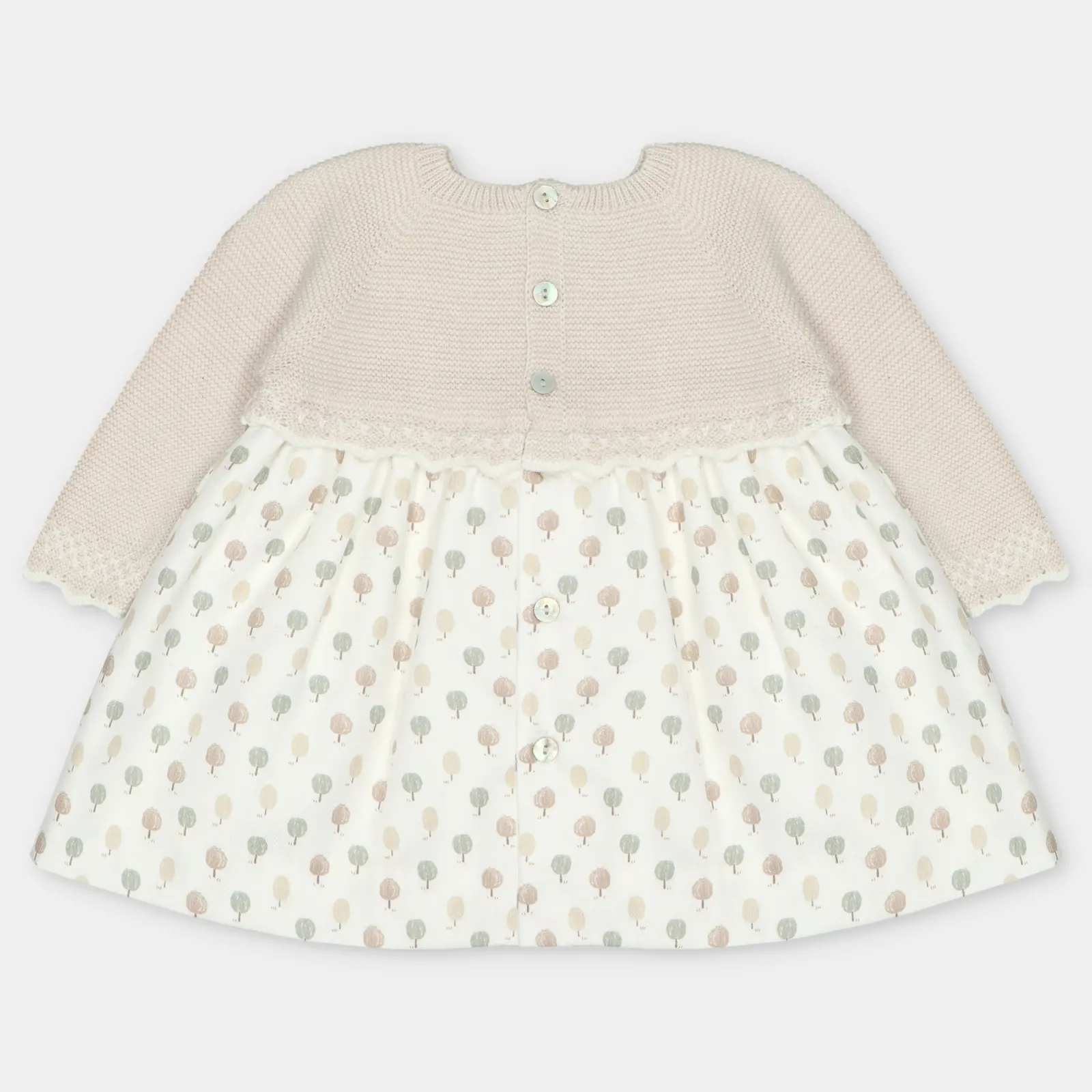 VESTIDO PUNTO Y TELA NIÑA ALLER BEIGE