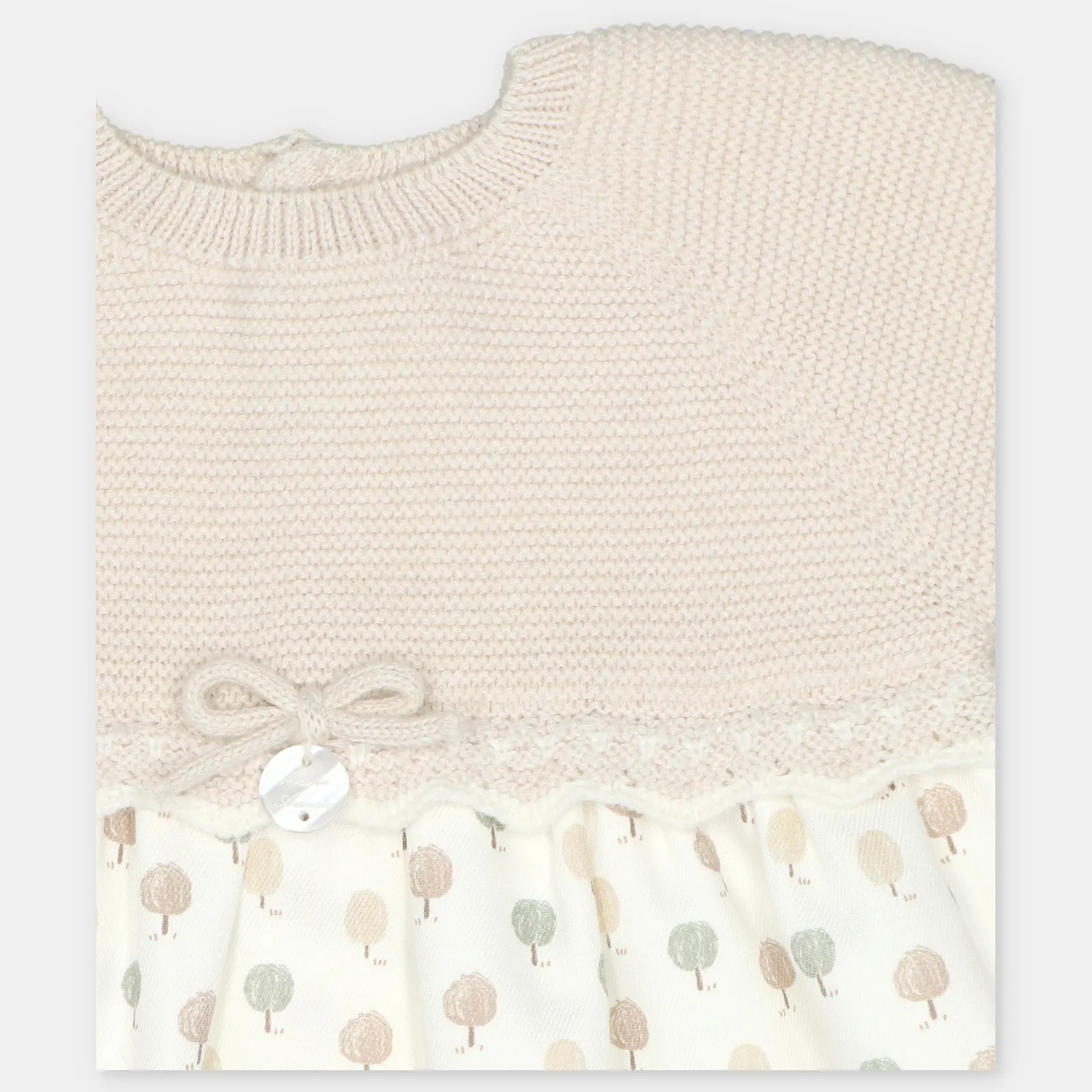 VESTIDO PUNTO Y TELA NIÑA ALLER BEIGE
