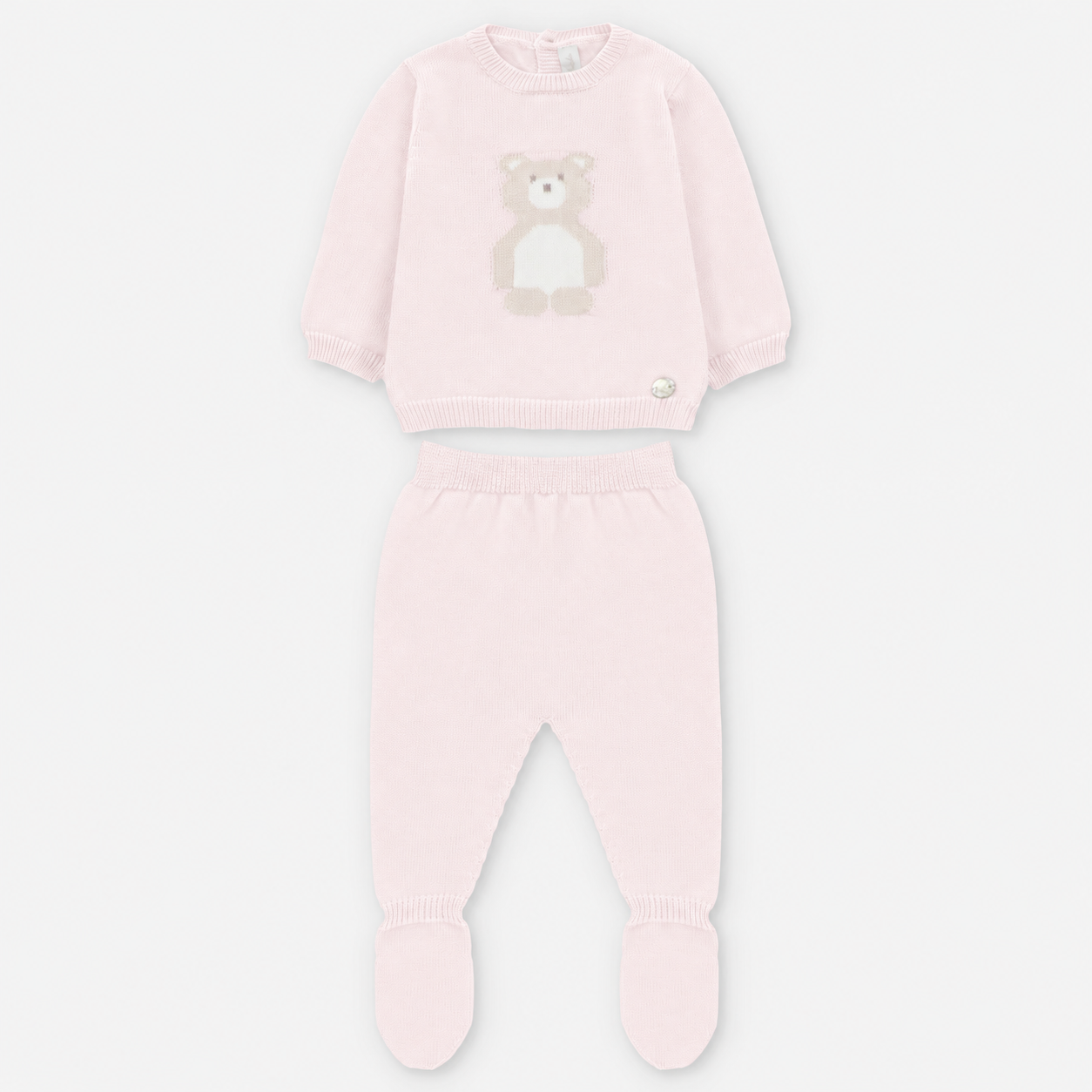 CONJUNTO PRIMERA PUESTA PUNTO UNISEX OSO MONTREAL ROSA BEBÉ