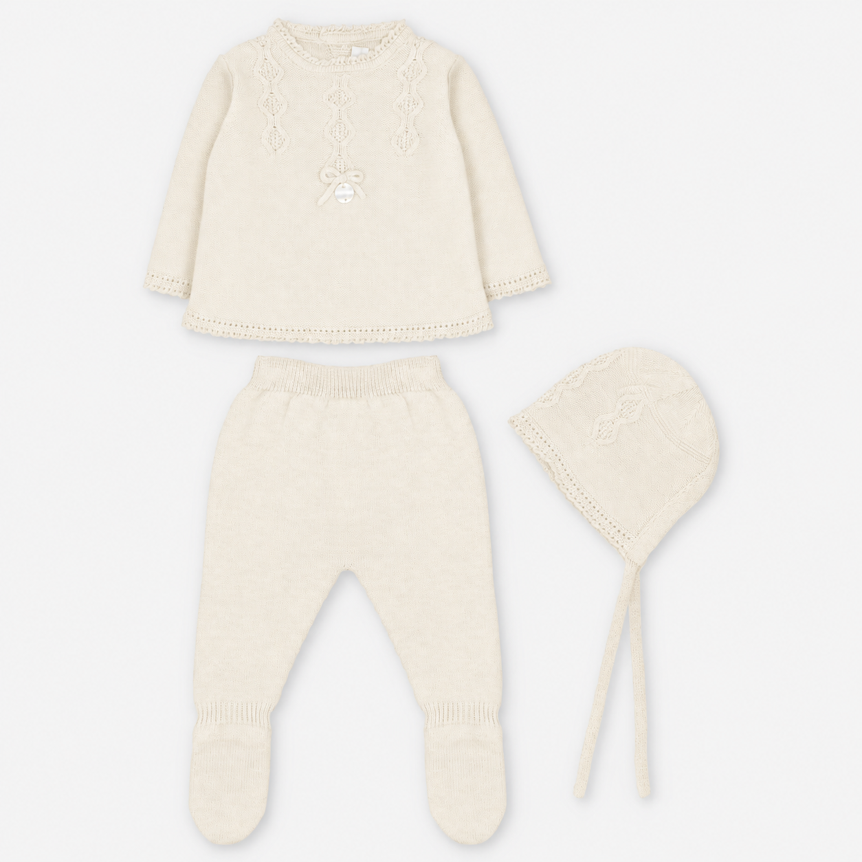 CONJUNTO PRIMERA PUESTA CON CAPOTA PUNTO NIÑA ONIS BLANCO ROTO