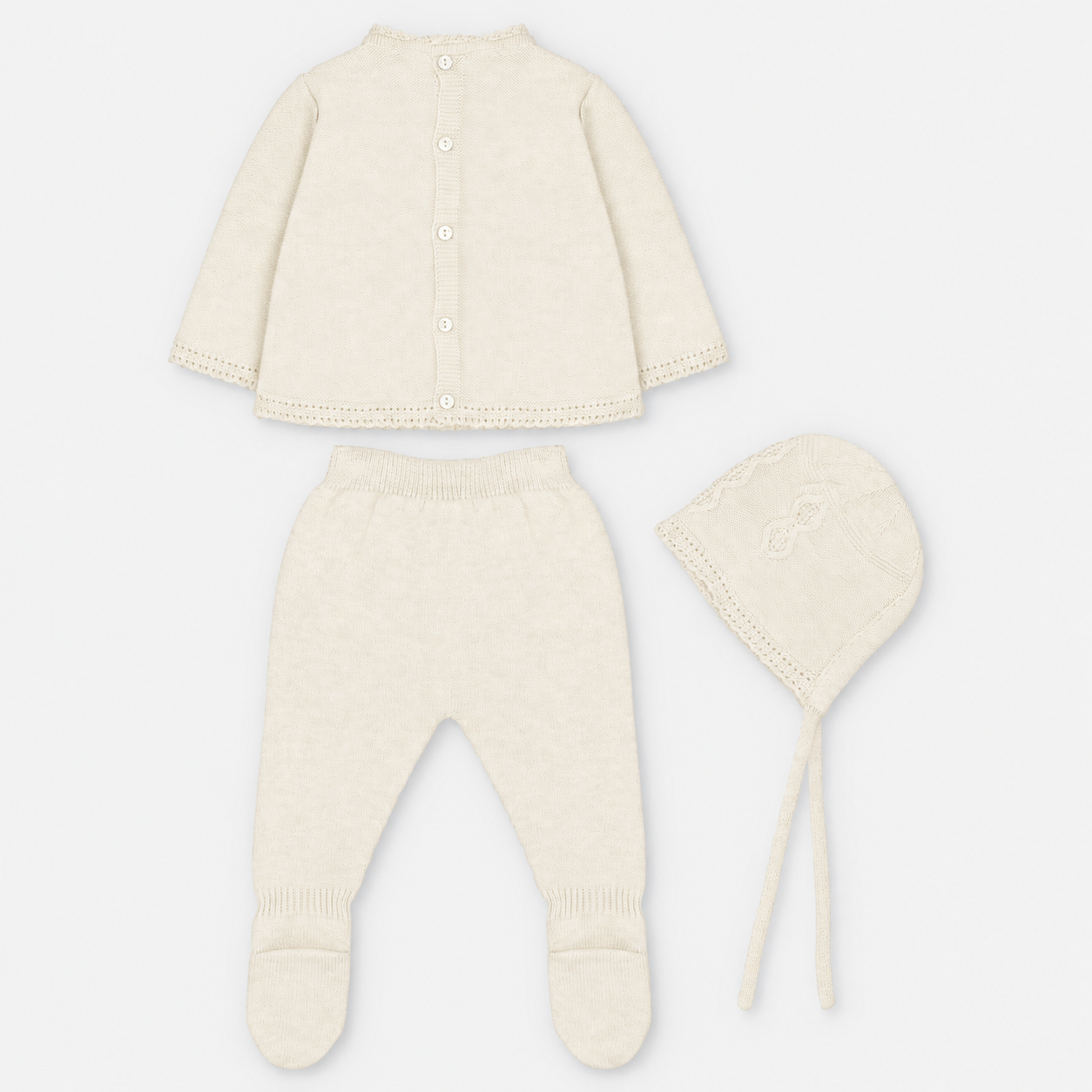 CONJUNTO PRIMERA PUESTA CON CAPOTA PUNTO NIÑA ONIS BLANCO ROTO