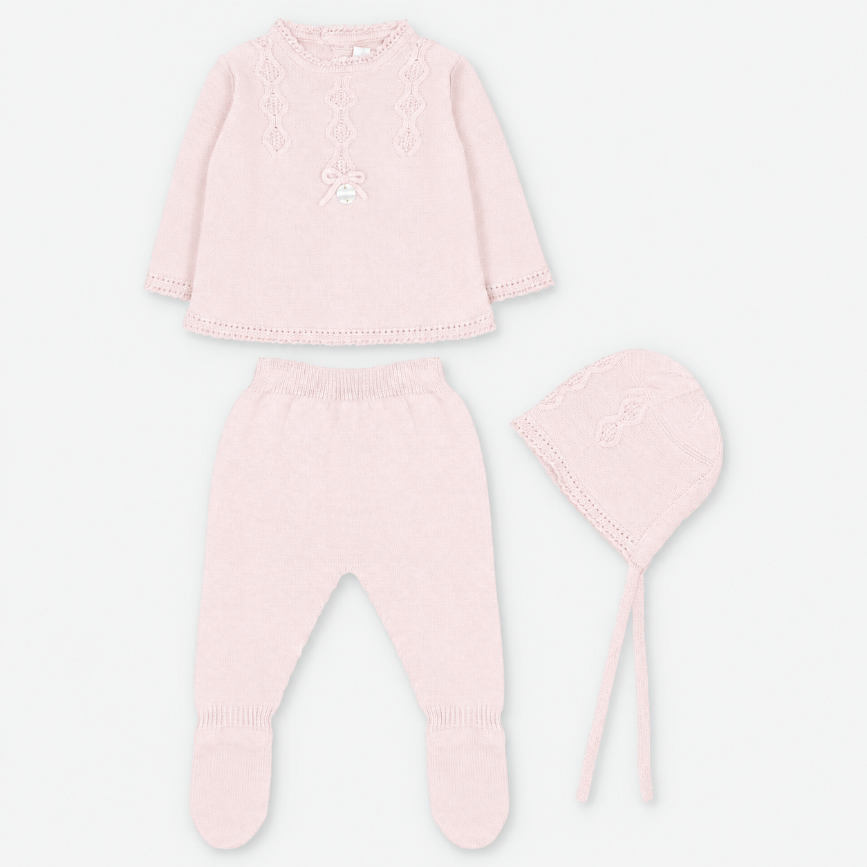 CONJUNTO PRIMERA PUESTA CON CAPOTA PUNTO NIÑA ONIS ROSA BEBÉ