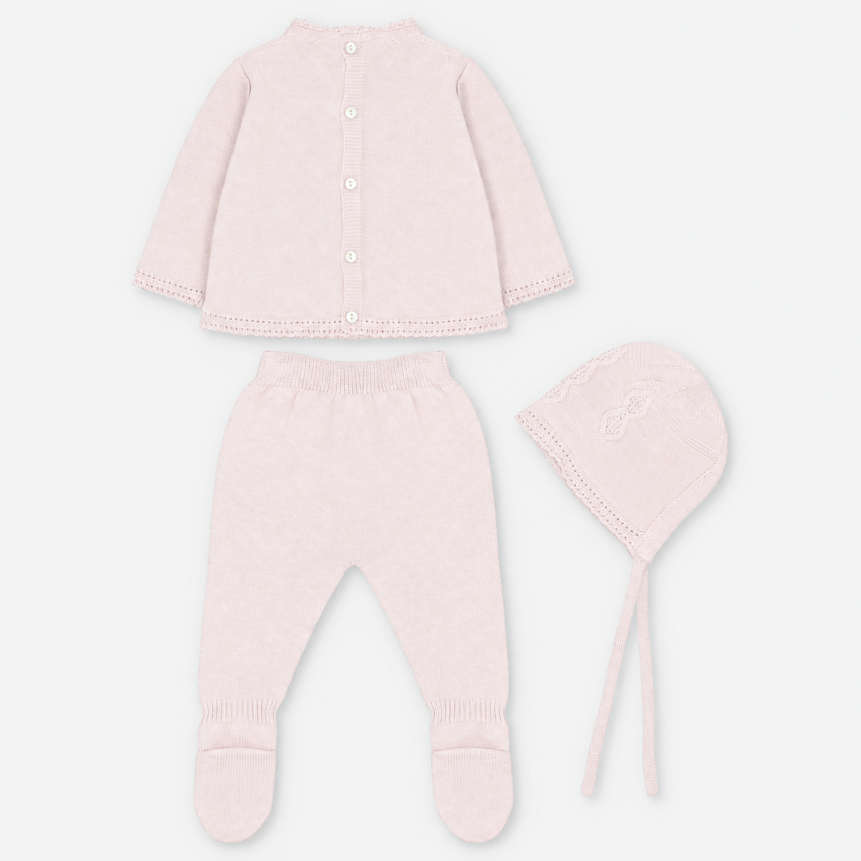 CONJUNTO PRIMERA PUESTA CON CAPOTA PUNTO NIÑA ONIS ROSA BEBÉ