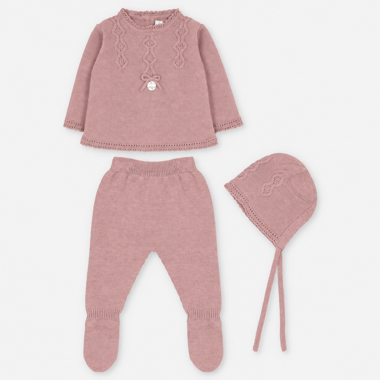 CONJUNTO PRIMERA PUESTA CON CAPOTA PUNTO NIÑA ONIS ROSA EMPOLVADO