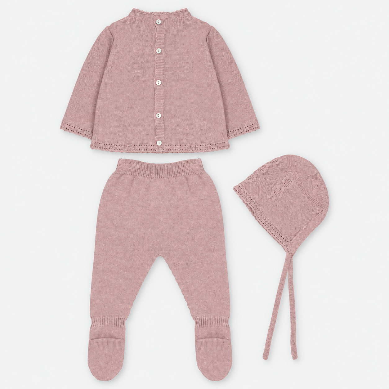 CONJUNTO PRIMERA PUESTA CON CAPOTA PUNTO NIÑA ONIS ROSA EMPOLVADO