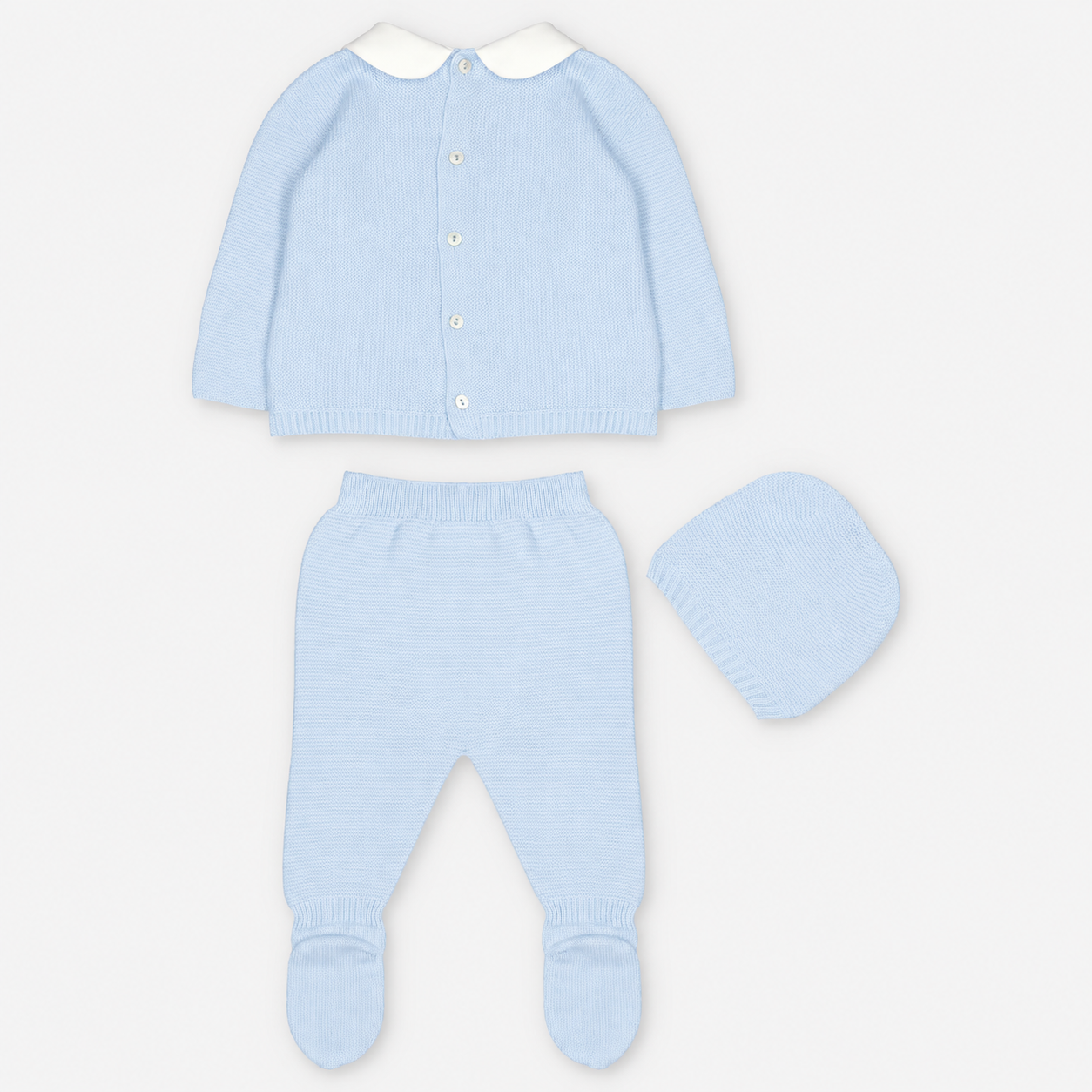 CONJUNTO PRIMERA PUESTA CON CAPOTA PUNTO NIÑO ALLER CELESTE BEBÉ