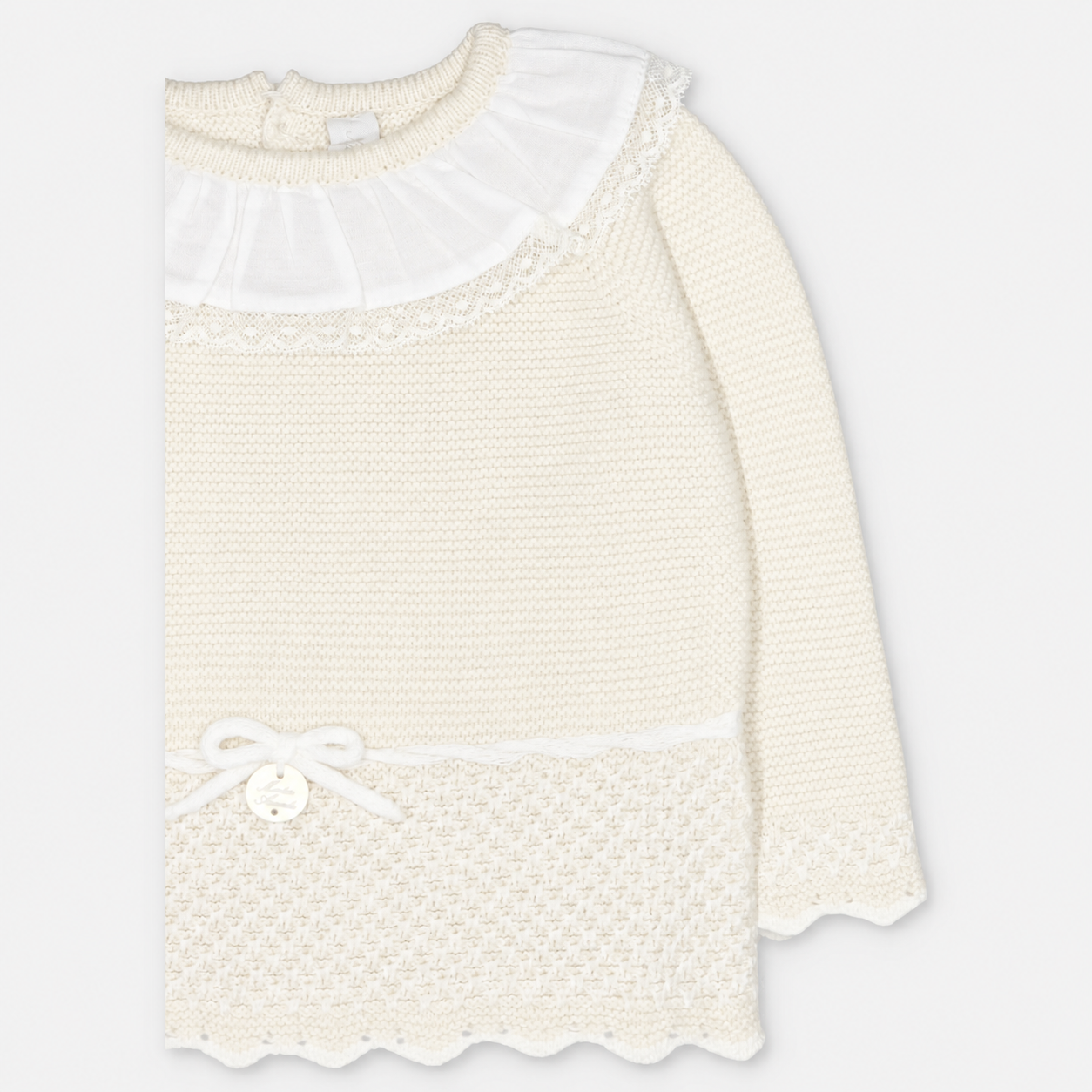 CONJUNTO PRIMERA PUESTA CON CAPOTA PUNTO NIÑA ALLER BLANCO ROTO
