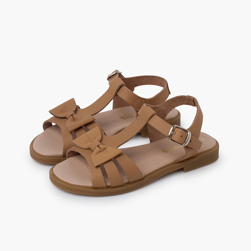 SANDALIA PIEL NIÑA LAZO CIERRE HEBILLA BEIGE