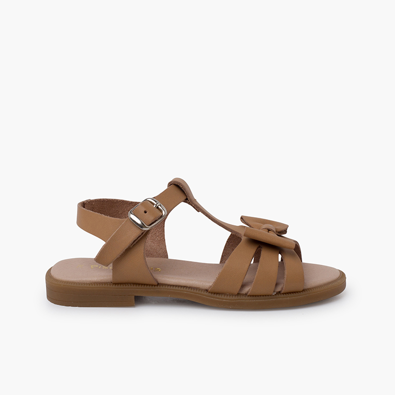 SANDALIA PIEL NIÑA LAZO CIERRE HEBILLA BEIGE