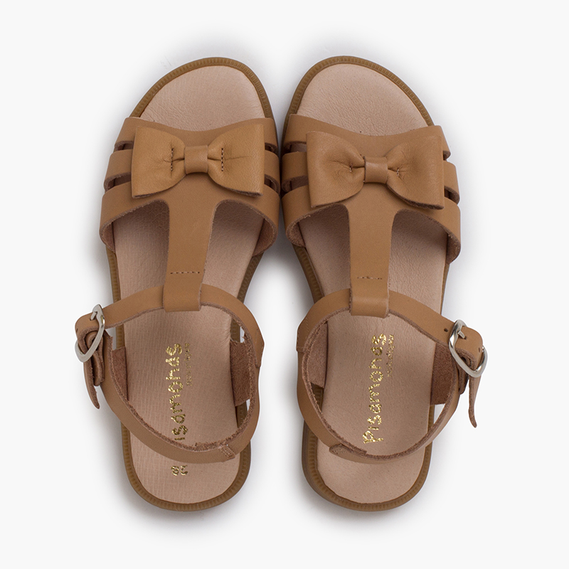 SANDALIA PIEL NIÑA LAZO CIERRE HEBILLA BEIGE