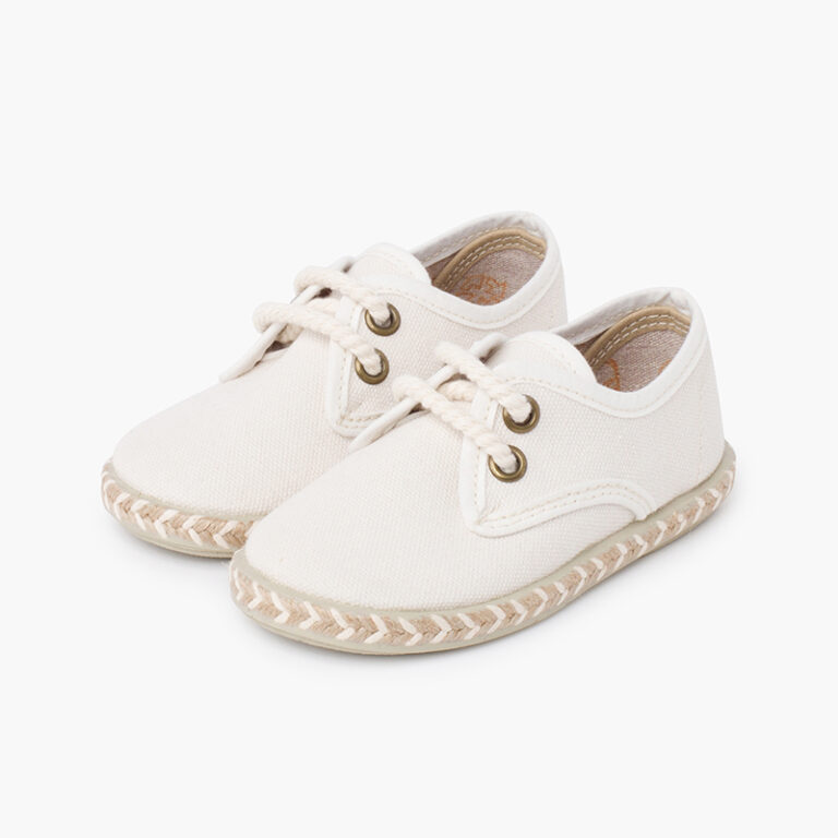 BLUCHER NIÑO LONA SUELA YUTE BICOLOR CRUDO