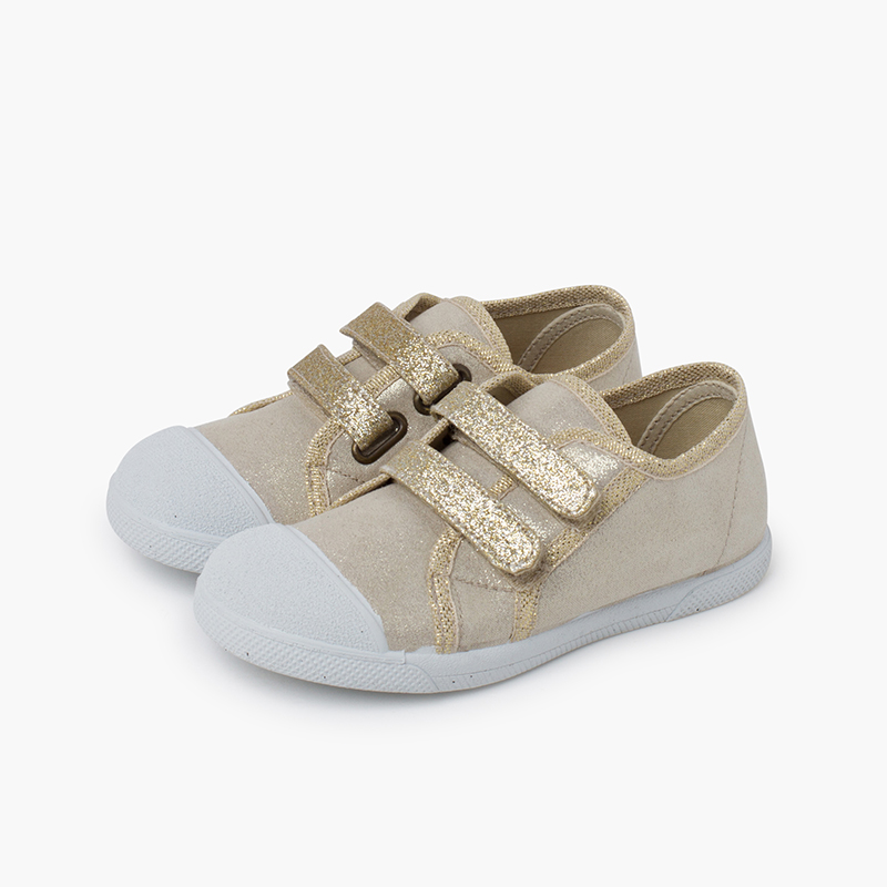 ZAPATILLAS BLANDITAS DOBLE TIRA ADHERENTE BRILLOS ORO
