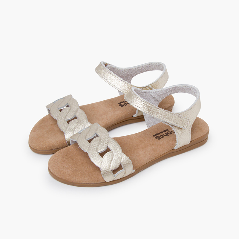 SANDALIAS PIEL ESLABONES TIRA ADHERENTE CHAMPAGNE