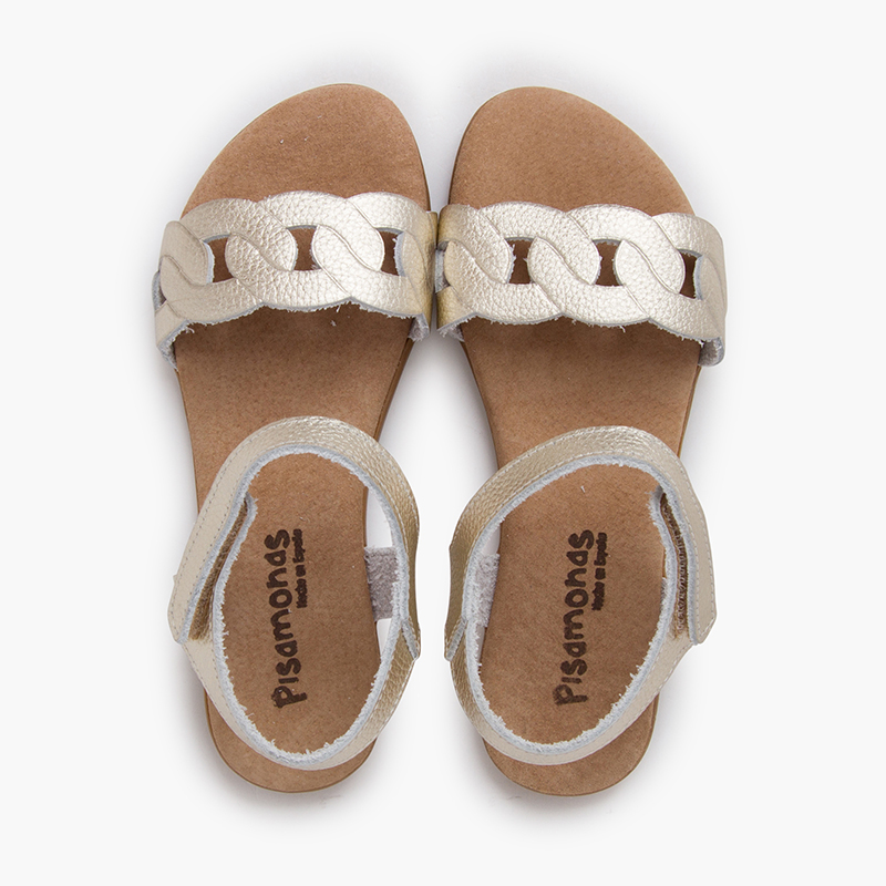 SANDALIAS PIEL ESLABONES TIRA ADHERENTE CHAMPAGNE