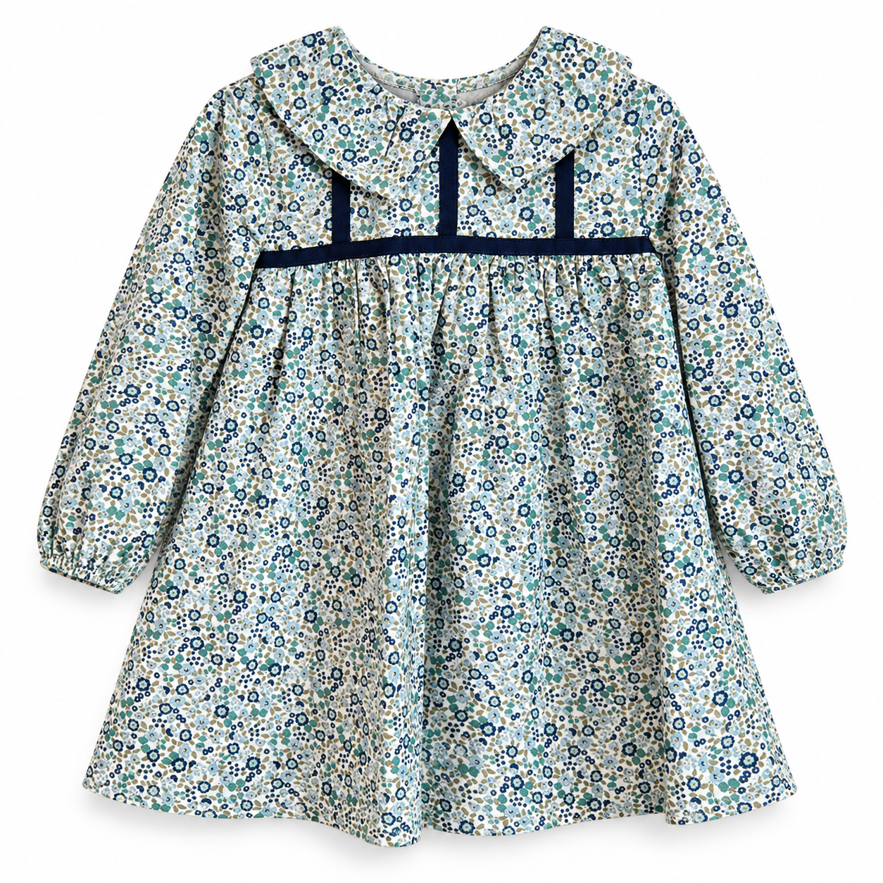 VESTIDO INFANTIL MANGA LARGA - ART. 5182 "FAMILIA COPENHAGUE" CELESTE EMPOLVADO